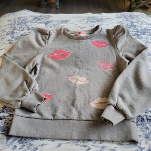 kate spade Gray Sweatshirt with Pink and Cream Lips Size XS